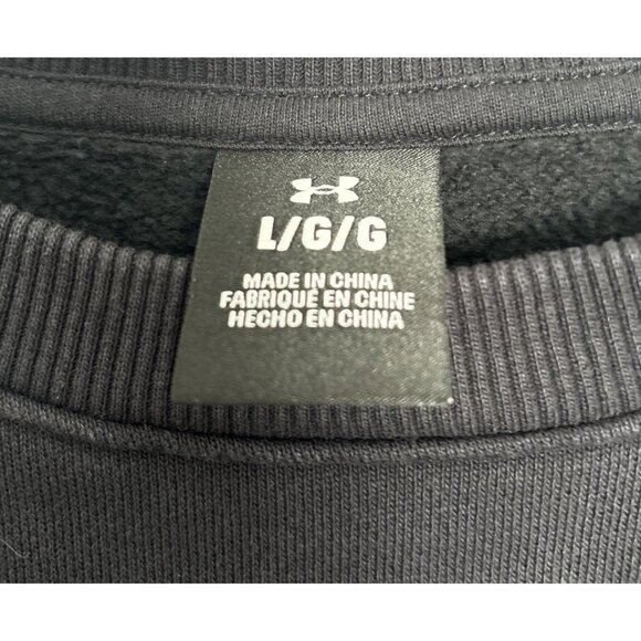 Under Armour Rival Fleece Crew Sweatshirt Men's Sz Large Black Pullover Neck - Picture 3 of 6